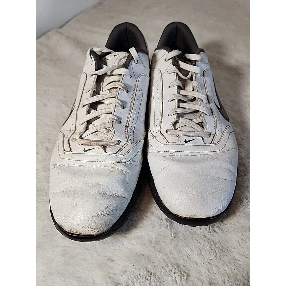 Nike Shoes MENS 10.5‎ Golfing Air Rival Tac Power Channel Leather White Black